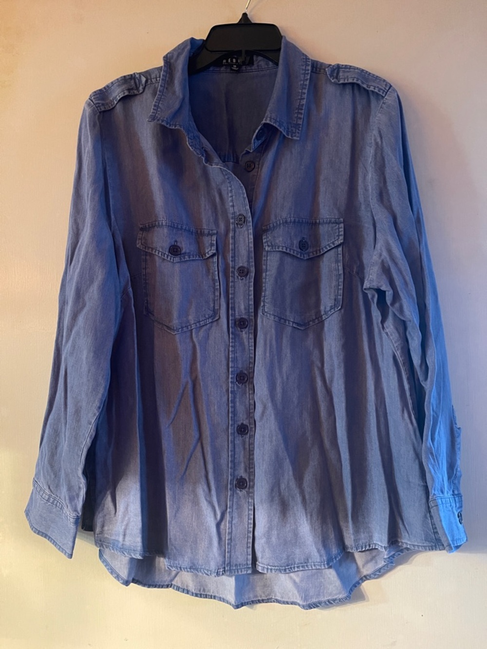 Light Blue Button-Up Denim Shirt